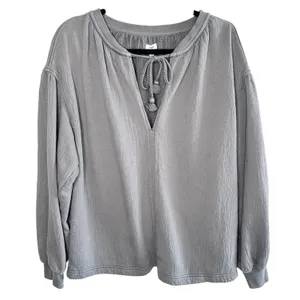 Aerie Easy Street Sweatshirt XS Gray Oversized Slouchy Tunic Tassel Coastal Boho thumbnail 3
