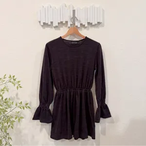 Black Soft Knit Bell Sleeve Mini Dress Flute | The Fifth Label thumbnail 5