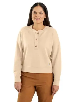 Carhartt WOMEN'S TENCEL™ FIBER SERIES LOOSE FIT FRENCH TERRY HENLEY SWEATSHIRT thumbnail 1