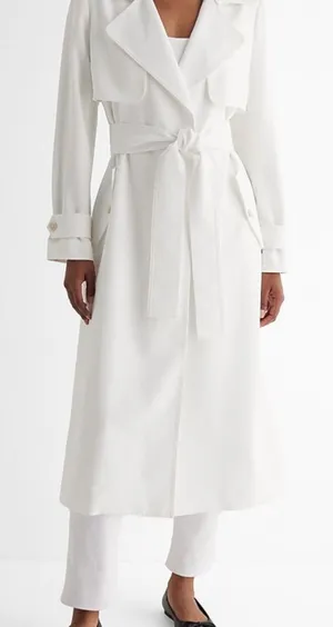 Express Classic White Belted Coat thumbnail 1