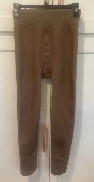 Womens Fleece Lined Tights Warm Winter Leggings Brown thumbnail 1