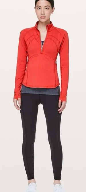 Lululemon Red‎ Half-Zip Athletic Pullover Jacket Women’s Front On the Pack Sz 10 thumbnail 1