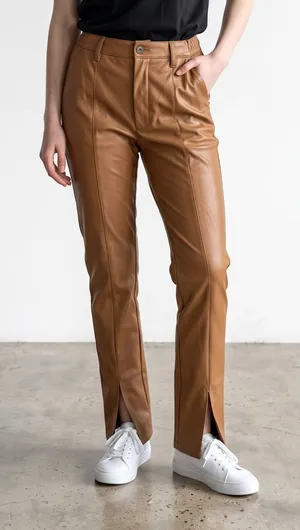 Abercrombie & Fitch The skinny ultra high rise Brown Faux Leather Pants 6S thumbnail 1