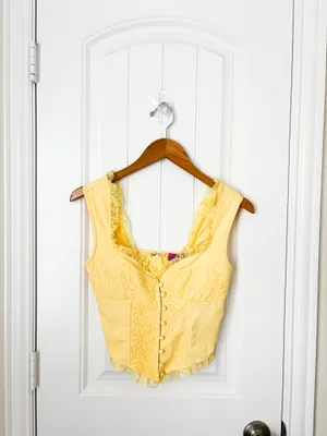 Edikted Button Front Lacey Corset Yellow Size Small NEW thumbnail 3