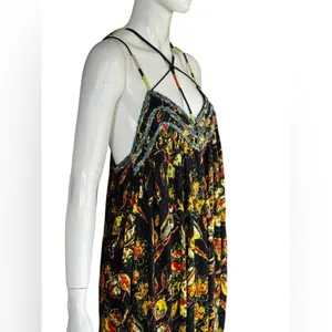 Free People Bohemian Garden Party Cotton Blend Knit Dress In Black Combo S L G#3 thumbnail 8