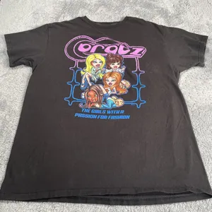 Y2K Tee Shirt SZ L Bratz 2000s Graphic Grunge Fairy Skater Black Neon MGA thumbnail 5