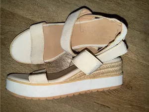 Women’s Neutral Cream Wedge Espadrille Sandals with Straps thumbnail 4
