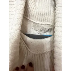 LOFT Womens Striped Cowl Neck Poncho Sweater‎ Cream Brown Tan Small thumbnail 6