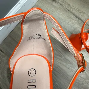 Rouge! Bright Orange Patent Strappy Ankle-Wrap Heels thumbnail 6