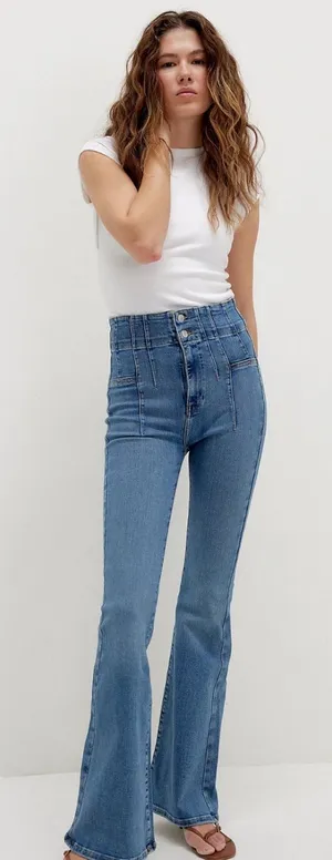 We The Free Free People Jayde Flare Jeans Size 25 Boho Retro High Rise layered thumbnail 1