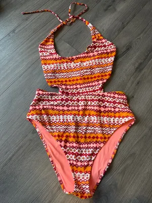 Aerie Sexy One Piece Swimsuit Orange Pattern/ Summer/Beach thumbnail 1