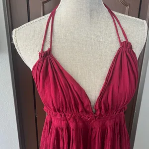 R. Vivimos wine red halter open back swing dress thumbnail 4