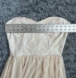 Formal Fairy Prom High Low Y2K Vintage USA Made Lace High-Low Dress Size Large Ivory Romantic Princess thumbnail 6