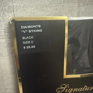 Victoria's Secret Signature GOLD "V" STKING Panty RARE & Discontinued BLACK C‎ thumbnail 3