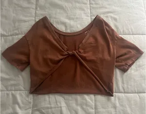 Aerie Cropped Reversible Top Brown thumbnail 1