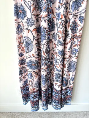 Dalia MacPhee Floral Maxi Dress Short Flutter Sleeve Button Front Pink Blue thumbnail 3