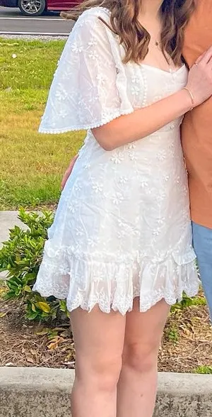 Hello Molly Showpo White Lace Flutter Sleeve Mini Dress thumbnail 6