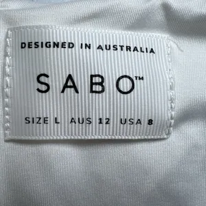 Sabo Skirt Cutout Knit White‎ Mini Dress Size Large Sleeveless Party Cocktail thumbnail 3