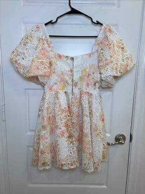 Altar’d State Floral Eyelet Puff Sleeve Corset Mini Dress XS thumbnail 3