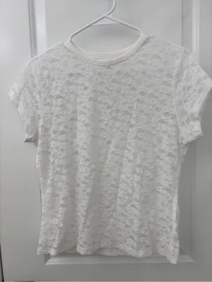 Aerie white lace short sleeve tshirt thumbnail 1