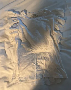 Women's White Ruffle Sleeve Tee thumbnail 1