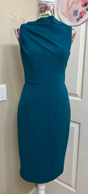 Vince Camuto Teal Sleeveless Midi Sheath Dress thumbnail 1