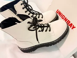 Unionbay Hayden White Lace up Combat Boots thumbnail 2