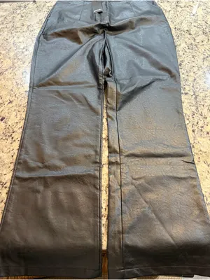 Nasty Gal Black Wide-Leg Faux Leather Pants thumbnail 2