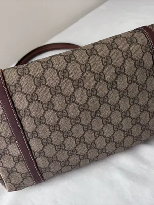 Authentic Gucci GG Supreme Monogram Coated Canvas Brown Leather Large Tote Bag thumbnail 9