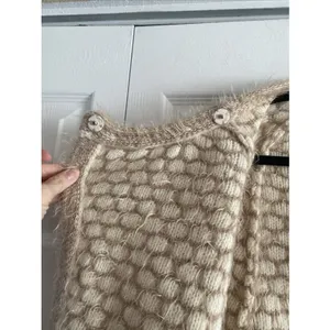 Moth Anthropologie Textured Bubble Knit Cardigan Womens‎ Size XS Tan Wool Angora thumbnail 5