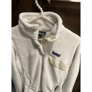 Patagonia Re-Tool Snap-T Polartec Fleece Pullover Ivory Women's‎ large thumbnail 2