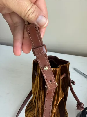 SEZANE VELVET MINI FARROW Brown Velvet Crossbody Bag Sold Out thumbnail 9