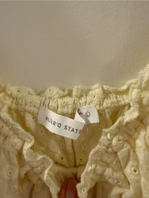 Altar'd State Pale Yellow Eyelet Ruffle Mini Dress thumbnail 5
