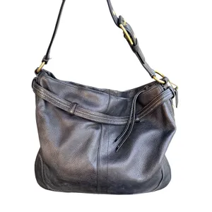 Vintage Coach Hamilton Hobo Bag Black Pebbled Leather Brass Horsebit Style 12460 thumbnail 5