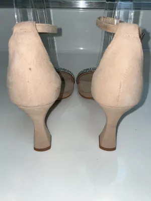 Vince Camuto Women’s Suede Leather Tan Rhinestone Embellished Square Toe Heels thumbnail 4