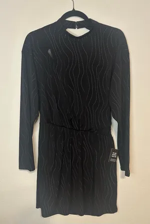 Express Chic Black Open-Back Dress thumbnail 1