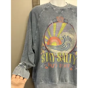 Billabong X The Salty Blonde Faded Blue Long Sleeve Relaxed Sweatshirt- Small thumbnail 5
