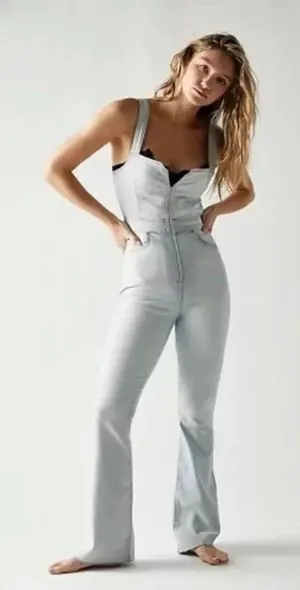Free People We the Free CRVY 2nd Ave One Piece Denim Jumpsuit thumbnail 1