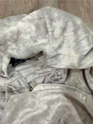 BCBGMaxAzria Silver Light Gray Velvet Zip Hoodie Set thumbnail 11