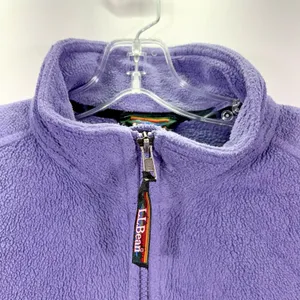 LL Bean Women Purple /Lilac FleeceJacket cinch at waist pockets mock neck Large thumbnail 3