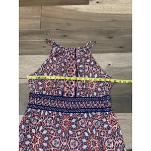 London Times Orange Blue Boho Halter Midi Dress Size 14 thumbnail 6