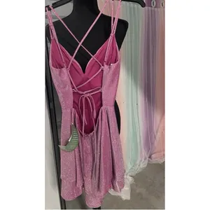 B.Smart Juniors Size 7 Pink Sparkly Knee Length Formal Dress NWT thumbnail 2
