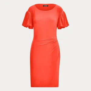 NWT Lauren Ralph Lauren Coral Puff Sleeve Ruched‎ Sheath Dress Minimalist Career thumbnail 2