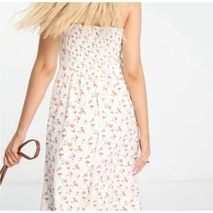 Abercrombie & Fitch Cinch Front Midi Dress Peach Print Sz L thumbnail 3