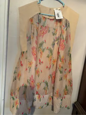 entro Cream Floral Mini Dress with Pink & Green Accents thumbnail 5