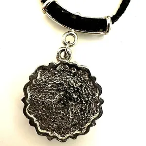 Turquoise blue silver tone circle pendant necklace thumbnail 5