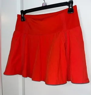 CRZ Yoga Red High Waisted Tennis Mini Pleated Skirt Spandex Inner Shorts Skort thumbnail 6