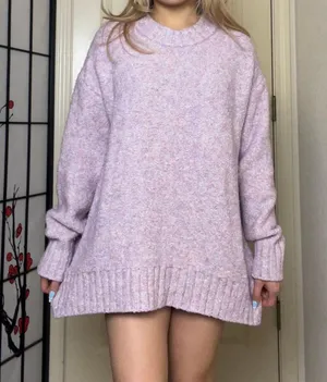 Old Navy Soft Pink Oversized Cozy Crew-Neck Sweater Dress thumbnail 3