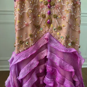 Sherry Haute Couture Halter Formal Gown Beaded Bling Blush Orchid $500 16 thumbnail 6