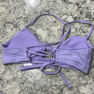 NEW CUPSHE Lace-Up Top & High-Waist Bottoms 2-Pc Bikini, Lavender, Size Small thumbnail 3
